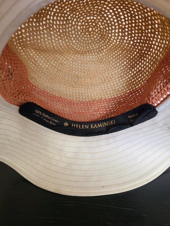 Helen Kaminski Kalola Wide Brim Cloche White Tan